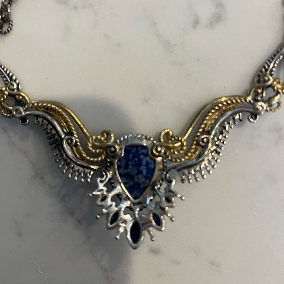 Carolyn Pollack American West sterling silver, brass and Lapis Lazuli necklace - Picture 2 of 10